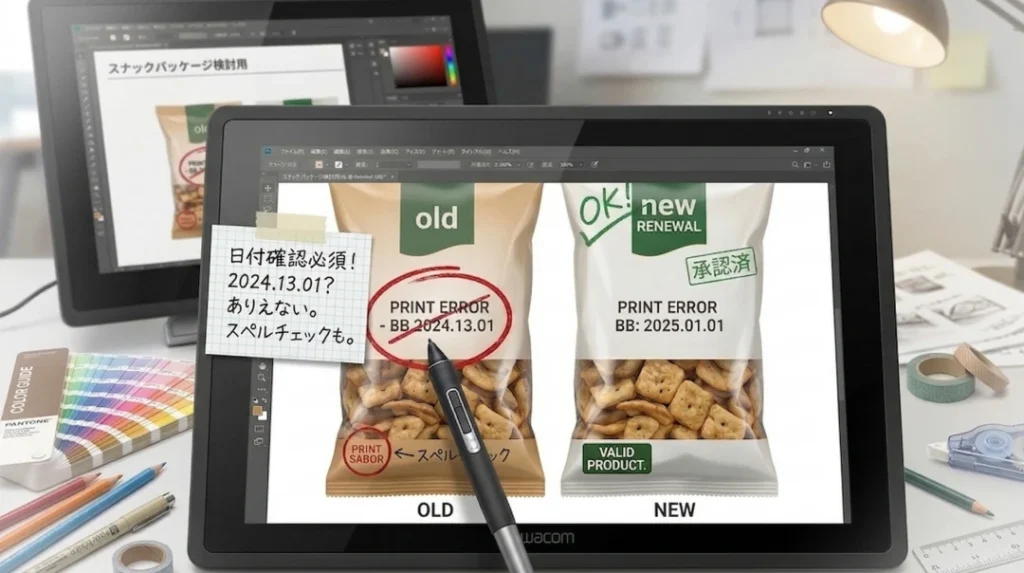 印字ミスやパッケージのリニューアル