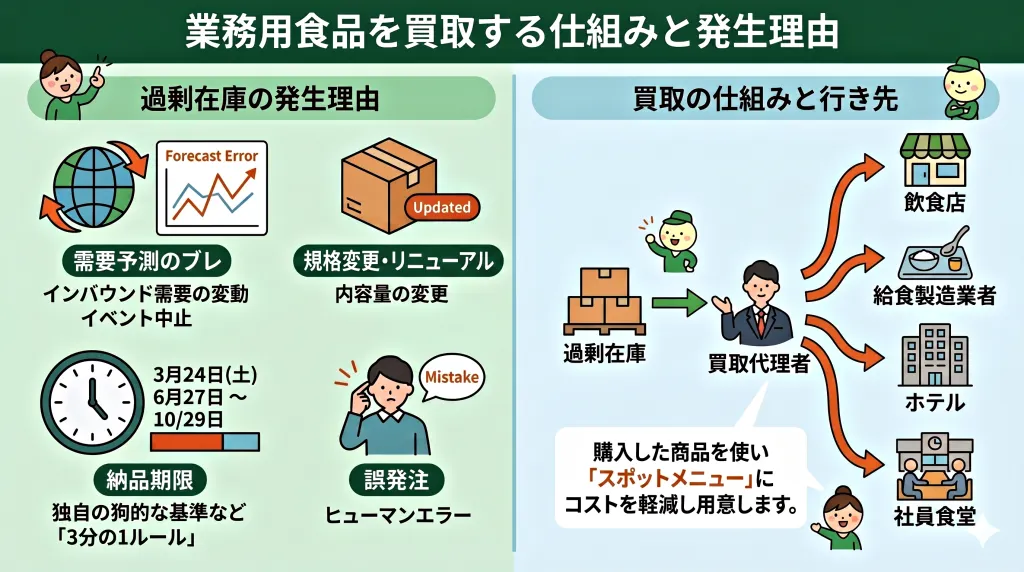 業務用食品を買取する仕組みと発生理由